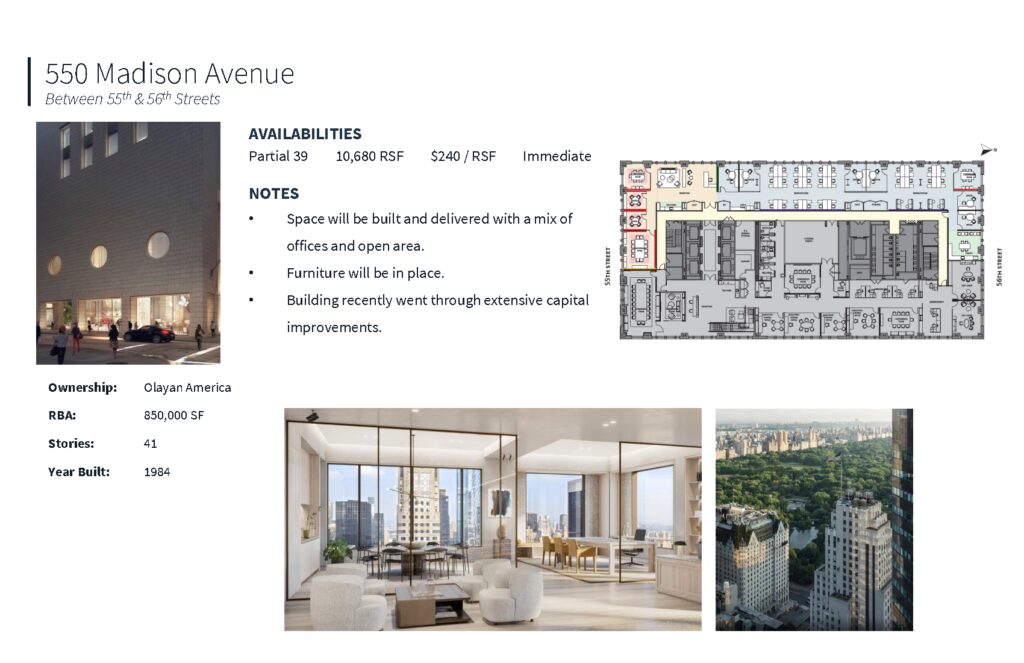 550 Madison Avenue - Small Suite Information