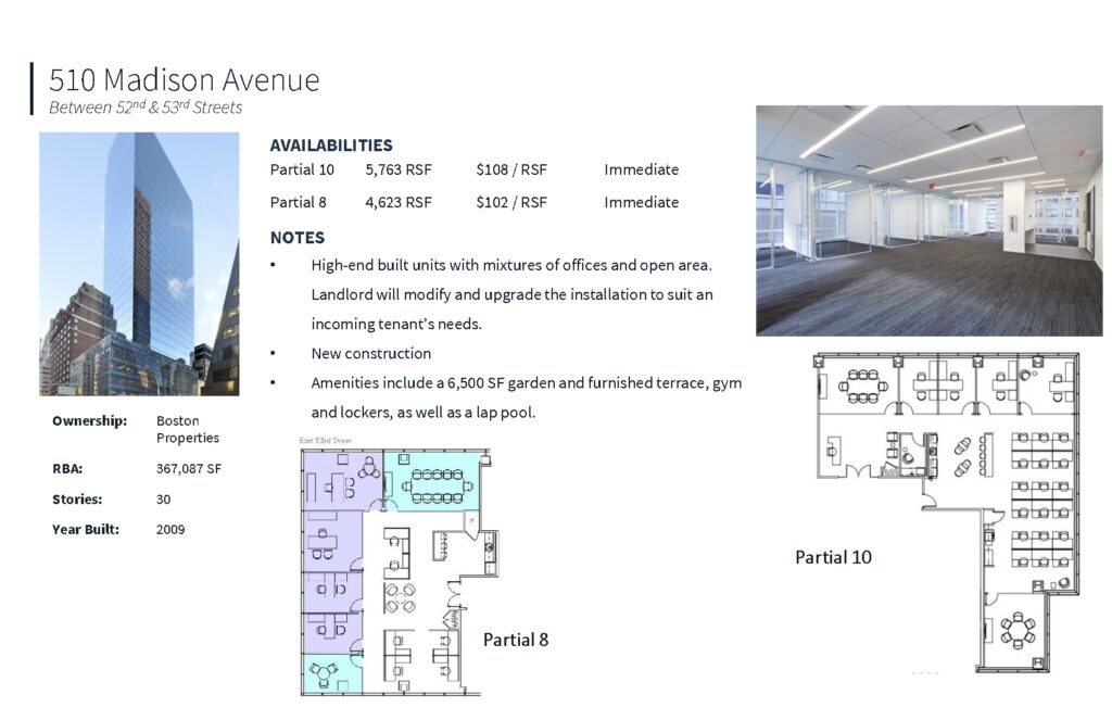 510 Madison Avenue - Small Suite Information