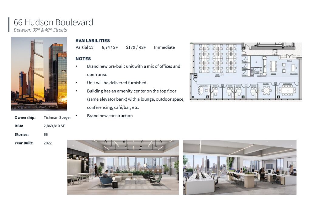 66 Hudson Boulevard - Small Suite Information