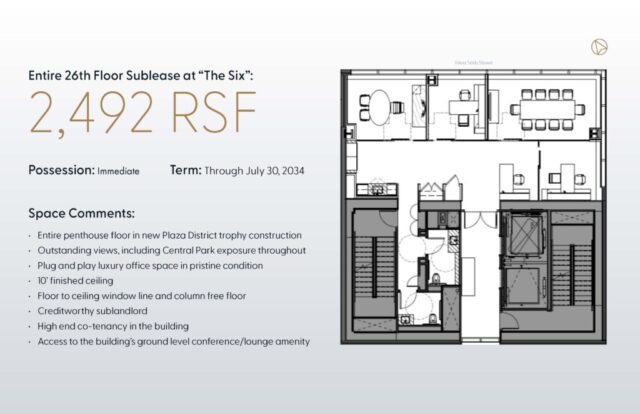 Floorplan for the Penthouse of The Six